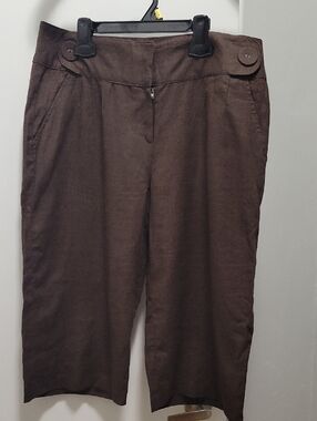 Jessica Brown Cropped High-Waist Trousers with Button Tabs
